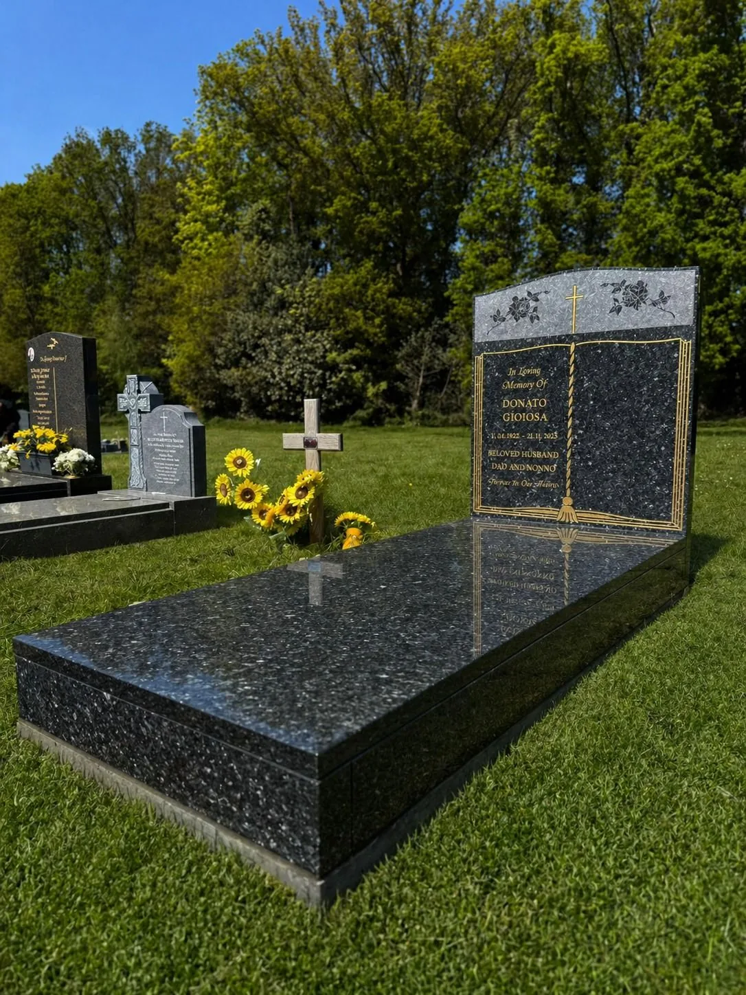 Recently installed kerb-set memorial for the Gioiosa family